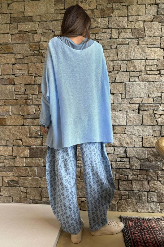 Conrad Slouch Cotton Knit Baby Blue